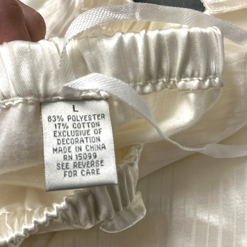 Vintage NOS Amanda Stewart Satin Pajama Set Large Ivory Striped Sears NWT 90s - Picture 8 of 9